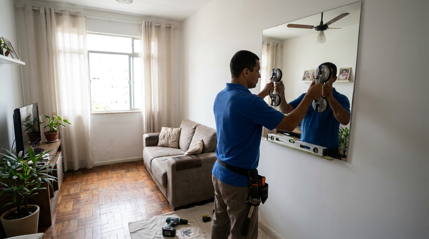 Espelho sob medida com parquet em Cuiabá-MT