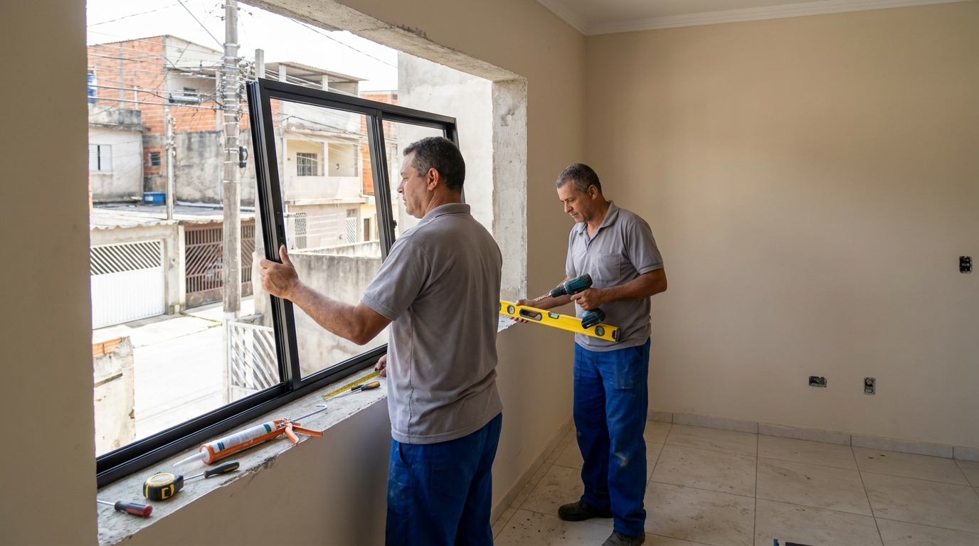 Esquadria de alumínio com vista para rua em Cuiabá-MT